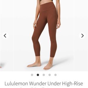 Lululemon Wunder Under highrise tight 25” FullOn Luxtreme Ancient Copper. Size 4